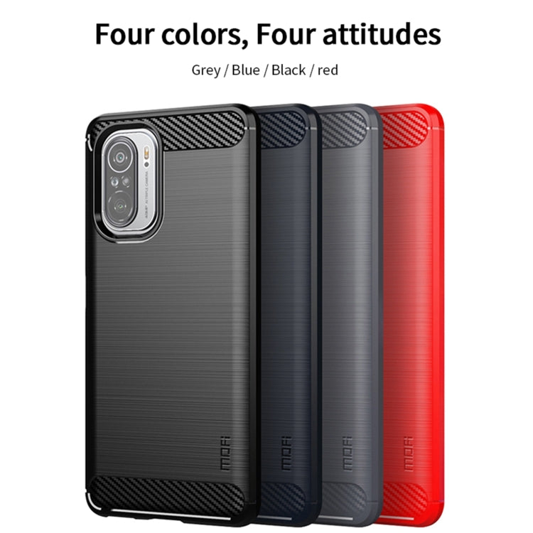 For Xiaomi Redmi K40 / K40 Pro / K40 Pro+ / Poco F3 MOFI Gentleness Series Brushed Texture Carbon Fiber Soft TPU Case(Blue) - Xiaomi Cases by MOFI | Online Shopping UK | buy2fix