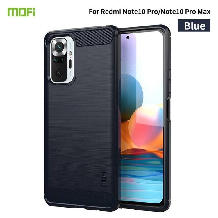 For Xiaomi Redmi Note 10 Pro / Note 10 Pro Max MOFI Gentleness Series Brushed Texture Carbon Fiber Soft TPU Case(Blue) - Xiaomi Cases by MOFI | Online Shopping UK | buy2fix