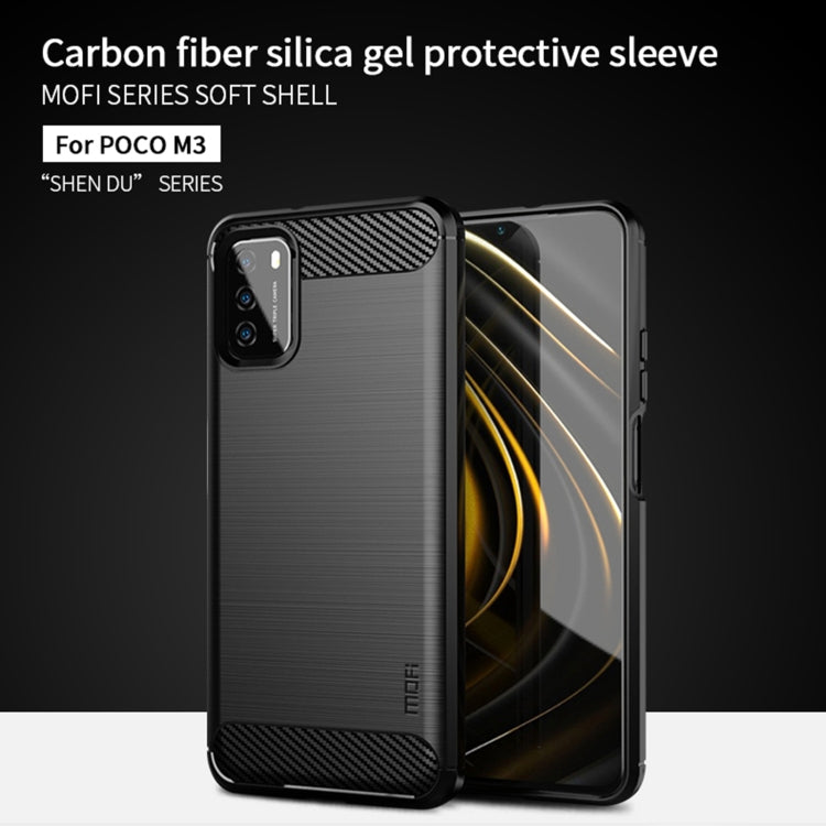 For Xiaomi Poco M3 / Redmi 9T MOFI Gentleness Series Brushed Texture Carbon Fiber Soft TPU Case(Grey) - Xiaomi Cases by MOFI | Online Shopping UK | buy2fix