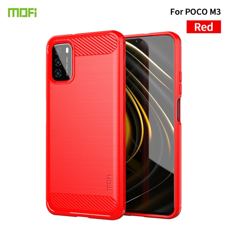 For Xiaomi Poco M3 / Redmi 9T MOFI Gentleness Series Brushed Texture Carbon Fiber Soft TPU Case(Red) - Xiaomi Cases by MOFI | Online Shopping UK | buy2fix