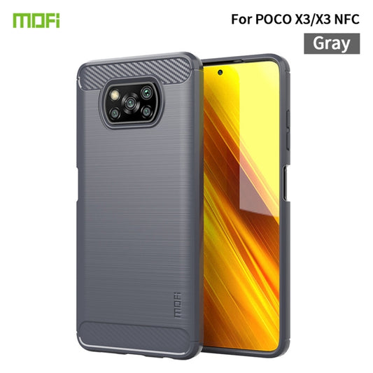 For Xiaomi POCO X3 / X3 NFC MOFI Gentleness Series Brushed Texture Carbon Fiber Soft TPU Case(Grey) - Xiaomi Cases by MOFI | Online Shopping UK | buy2fix