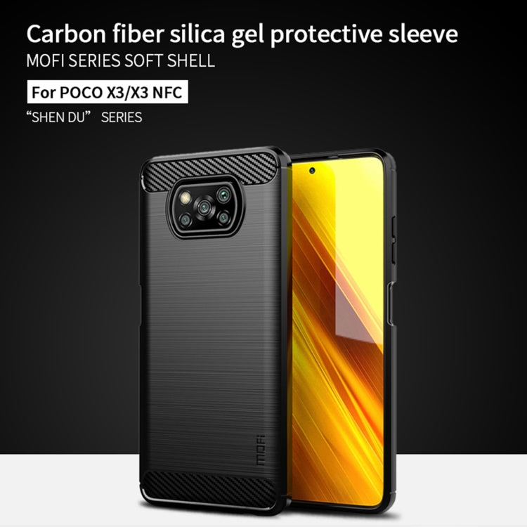 For Xiaomi POCO X3 / X3 NFC MOFI Gentleness Series Brushed Texture Carbon Fiber Soft TPU Case(Grey) - Xiaomi Cases by MOFI | Online Shopping UK | buy2fix