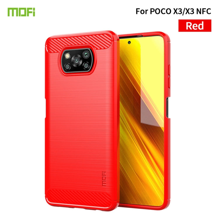 For Xiaomi POCO X3 / X3 NFC MOFI Gentleness Series Brushed Texture Carbon Fiber Soft TPU Case(Red) - Xiaomi Cases by MOFI | Online Shopping UK | buy2fix