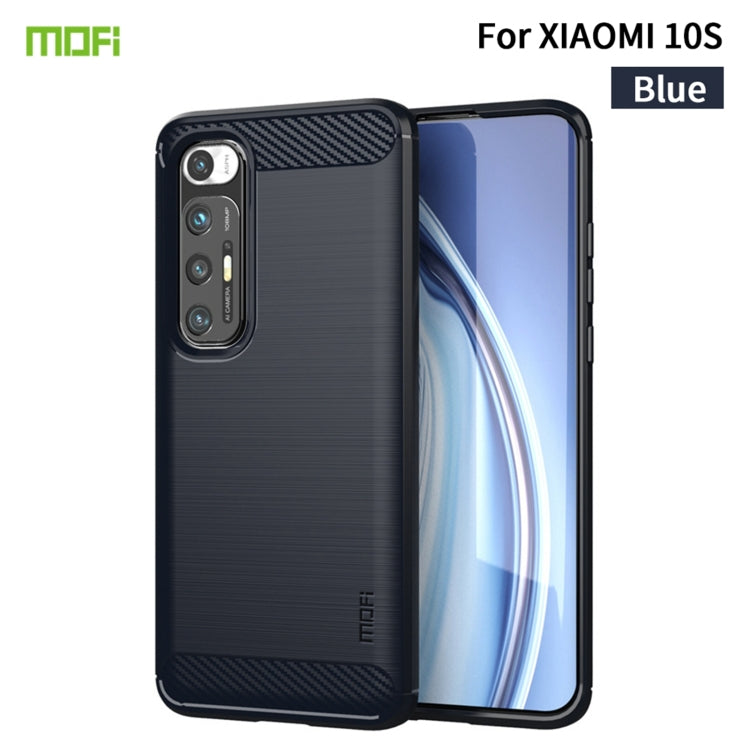 For Xiaomi Mi 10S MOFI Gentleness Series Brushed Texture Carbon Fiber Soft TPU Case(Blue) - Xiaomi Cases by MOFI | Online Shopping UK | buy2fix