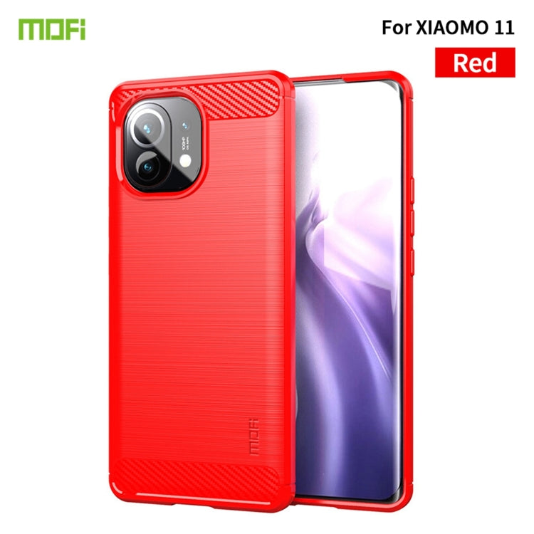 For Xiaomi Mi 11 MOFI Gentleness Series Brushed Texture Carbon Fiber Soft TPU Case(Red) - Xiaomi Cases by MOFI | Online Shopping UK | buy2fix