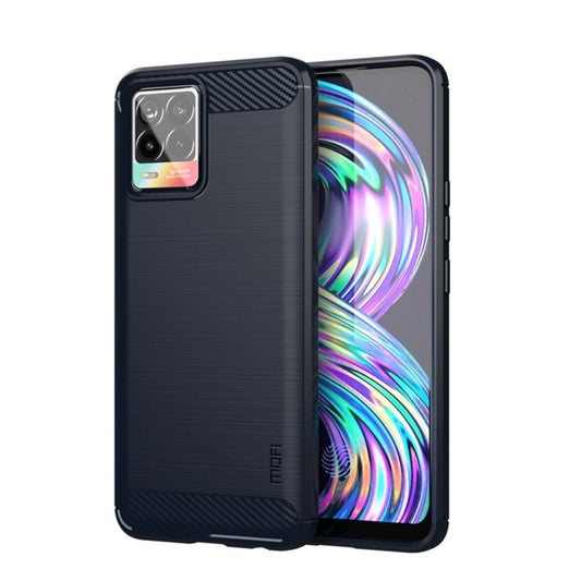 For OPPO Realme 8 / 8 Pro MOFI Gentleness Series Brushed Texture Carbon Fiber Soft TPU Case(Blue) - Realme Cases by MOFI | Online Shopping UK | buy2fix