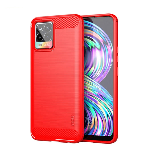 For OPPO Realme 8 / 8 Pro MOFI Gentleness Series Brushed Texture Carbon Fiber Soft TPU Case(Red) - Realme Cases by MOFI | Online Shopping UK | buy2fix