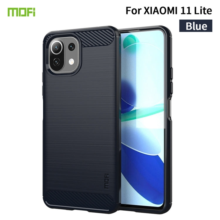 For Xiaomi Mi 11 Lite MOFI Gentleness Series Brushed Texture Carbon Fiber Soft TPU Case(Blue) - Xiaomi Cases by MOFI | Online Shopping UK | buy2fix