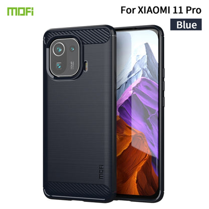For Xiaomi Mi 11 Pro MOFI Gentleness Series Brushed Texture Carbon Fiber Soft TPU Case(Blue) - Xiaomi Cases by MOFI | Online Shopping UK | buy2fix