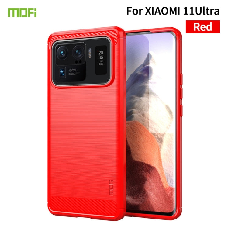 For Xiaomi Mi 11 Ultra MOFI Gentleness Series Brushed Texture Carbon Fiber Soft TPU Case(Red) - Xiaomi Cases by MOFI | Online Shopping UK | buy2fix