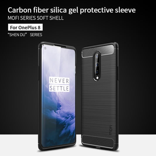 For OnePlus 8 MOFI Gentleness Series Brushed Texture Carbon Fiber Soft TPU Case(Black) by MOFI