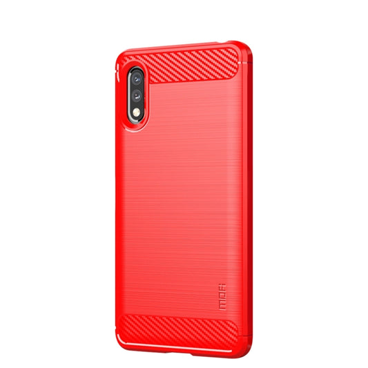 For Sony Xperia ACE ll MOFI Gentleness Series Brushed Texture Carbon Fiber Soft TPU Case(Red) - Sony Cases by MOFI | Online Shopping UK | buy2fix