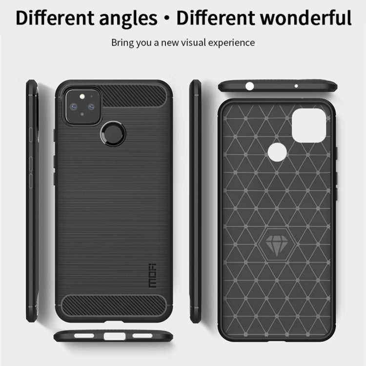 For Google Pixel 5a 5G MOFI Gentleness Series Brushed Texture Carbon Fiber Soft TPU Case(Black) - Google Cases by MOFI | Online Shopping UK | buy2fix