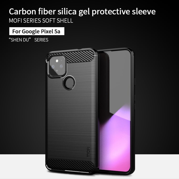 For Google Pixel 5a 5G MOFI Gentleness Series Brushed Texture Carbon Fiber Soft TPU Case(Red) - Google Cases by MOFI | Online Shopping UK | buy2fix