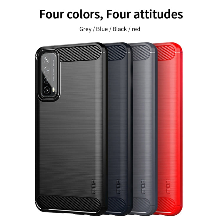 For Huawei P Smart 2021 / Y7A MOFI Gentleness Series Brushed Texture Carbon Fiber Soft TPU Case(Red) - Huawei Cases by AutSpace | Online Shopping UK | buy2fix