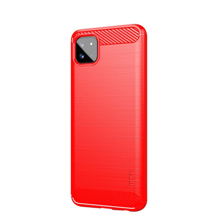 For Samsung Galaxy A22 5G MOFI Gentleness Series Brushed Texture Carbon Fiber Soft TPU Case(Red) - Galaxy Phone Cases by MOFI | Online Shopping UK | buy2fix