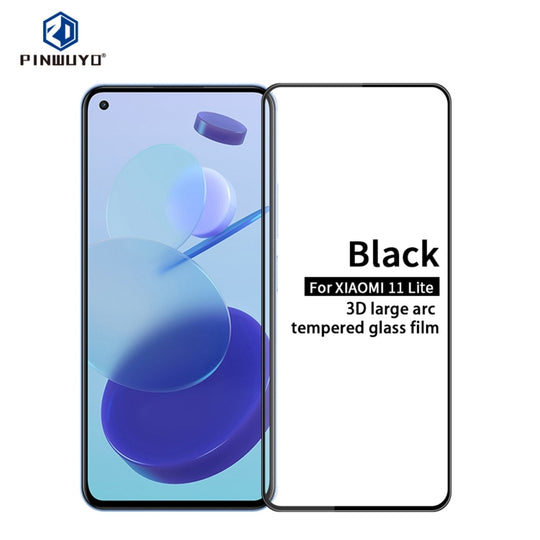 For Xiaomi Mi 11 Lite PINWUYO 9H 3D Curved Full Screen Explosion-proof Tempered Glass Film(Black)