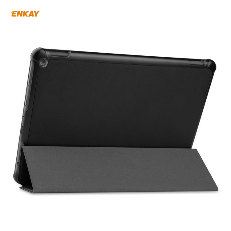ENKAY PU Leather + Plastic Smart Case with Three-folding Holder for Amazon Fire HD 10 / 10 Plus (2021)(Black) - Amazon by ENKAY | Online Shopping UK | buy2fix