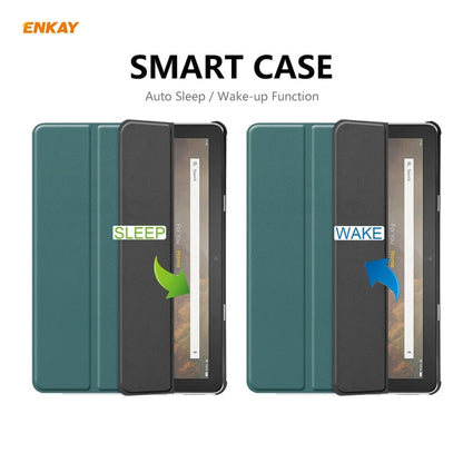 ENKAY PU Leather + Plastic Smart Case with Three-folding Holder for Amazon Fire HD 10 / 10 Plus (2021)(Green) - Amazon by ENKAY | Online Shopping UK | buy2fix