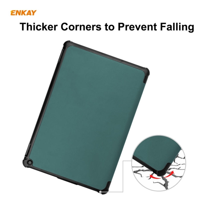 ENKAY PU Leather + Plastic Smart Case with Three-folding Holder for Amazon Fire HD 10 / 10 Plus (2021)(Green) - Amazon by ENKAY | Online Shopping UK | buy2fix