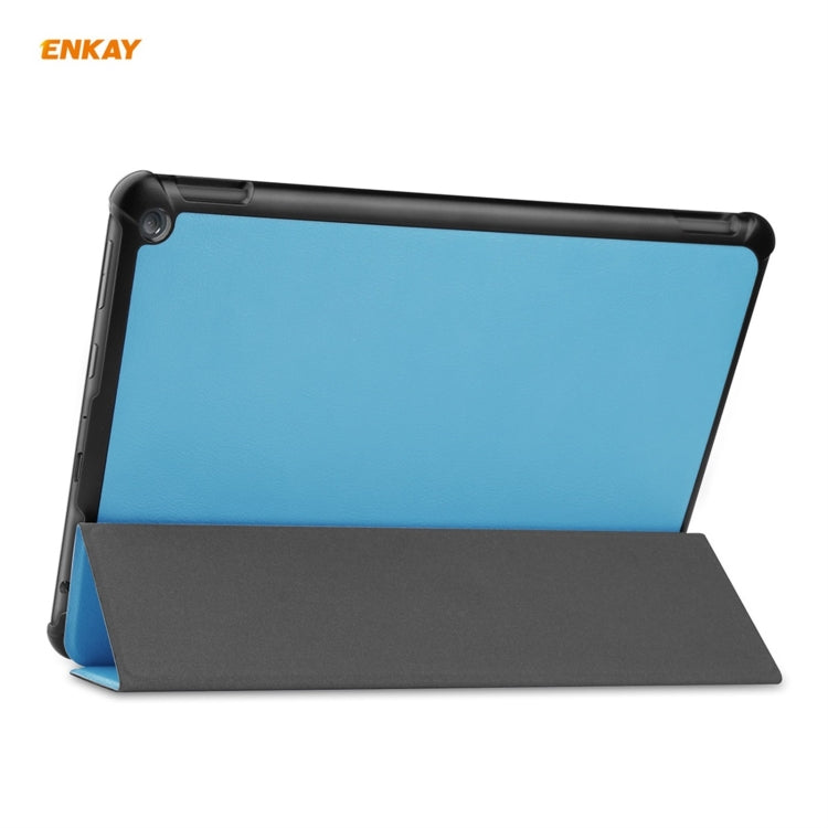 ENKAY PU Leather + Plastic Smart Case with Three-folding Holder for Amazon Fire HD 10 / 10 Plus (2021)(Light Blue) - Amazon by ENKAY | Online Shopping UK | buy2fix