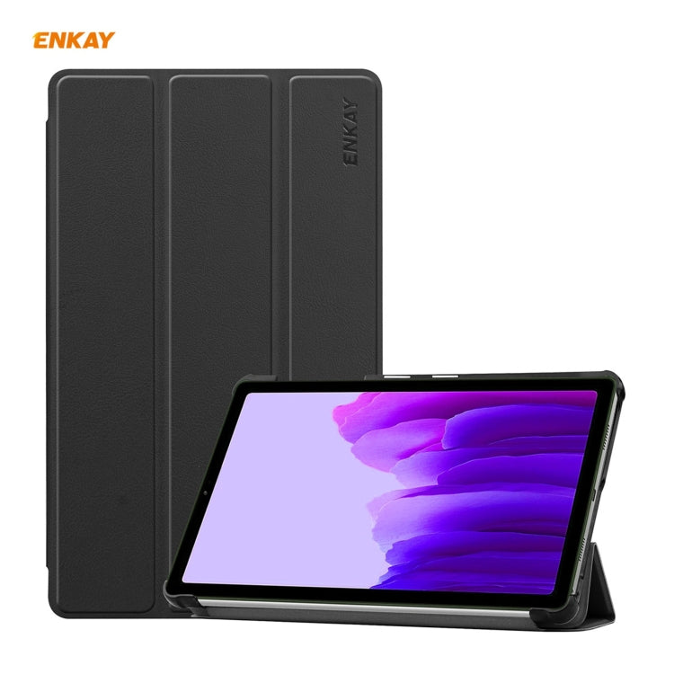 ENKAY PU Leather + Plastic Case with Three-folding Holder for Samsung Galaxy Tab A7 Lite T220 / T225(Black) - Tab A7 Lite T220 / T225 by ENKAY | Online Shopping UK | buy2fix