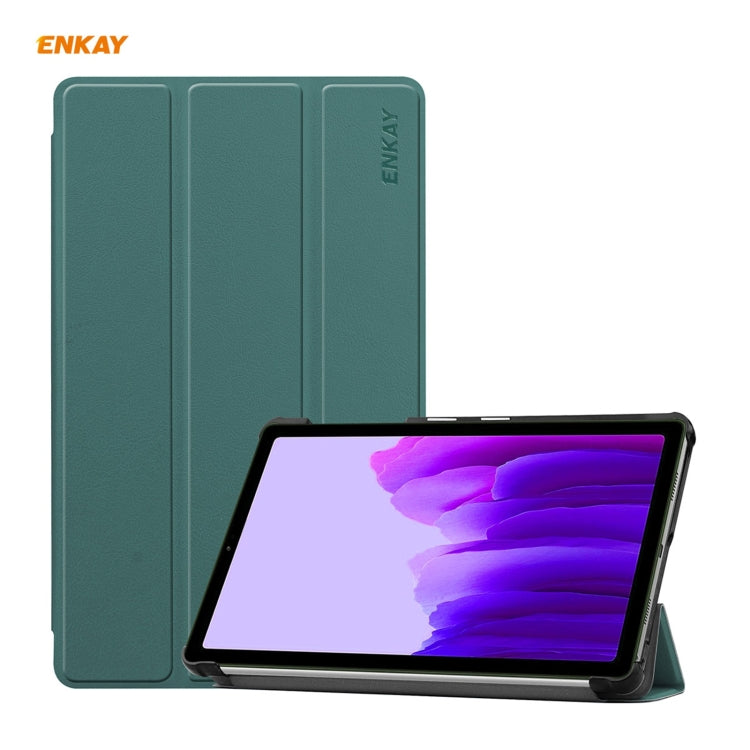 ENKAY PU Leather + Plastic Case with Three-folding Holder for Samsung Galaxy Tab A7 Lite T220 / T225(Green) - Tab A7 Lite T220 / T225 by ENKAY | Online Shopping UK | buy2fix