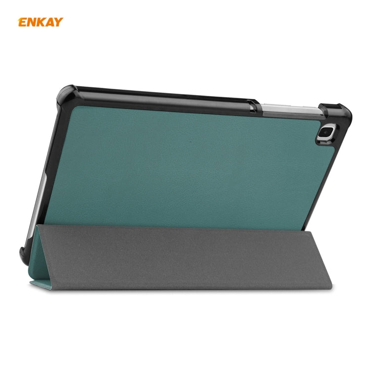 ENKAY PU Leather + Plastic Case with Three-folding Holder for Samsung Galaxy Tab A7 Lite T220 / T225(Green) - Tab A7 Lite T220 / T225 by ENKAY | Online Shopping UK | buy2fix