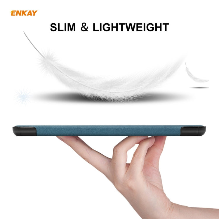 ENKAY PU Leather + Plastic Case with Three-folding Holder for Samsung Galaxy Tab A7 Lite T220 / T225(Green) - Tab A7 Lite T220 / T225 by ENKAY | Online Shopping UK | buy2fix