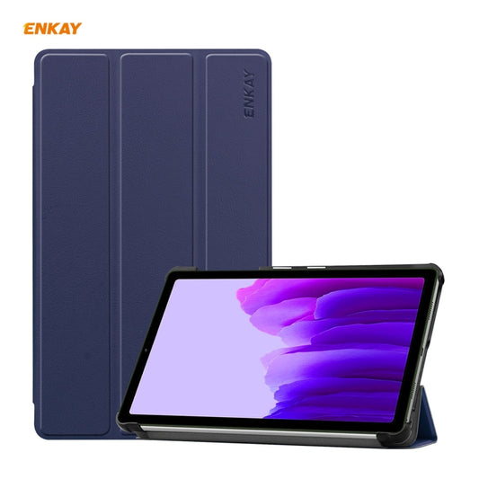 ENKAY PU Leather + Plastic Case with Three-folding Holder for Samsung Galaxy Tab A7 Lite T220 / T225(Dark Blue) - Tab A7 Lite T220 / T225 by ENKAY | Online Shopping UK | buy2fix