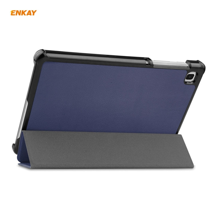 ENKAY PU Leather + Plastic Case with Three-folding Holder for Samsung Galaxy Tab A7 Lite T220 / T225(Dark Blue) - Tab A7 Lite T220 / T225 by ENKAY | Online Shopping UK | buy2fix
