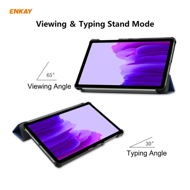 ENKAY PU Leather + Plastic Case with Three-folding Holder for Samsung Galaxy Tab A7 Lite T220 / T225(Dark Blue) - Tab A7 Lite T220 / T225 by ENKAY | Online Shopping UK | buy2fix