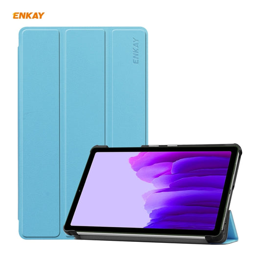 ENKAY PU Leather + Plastic Case with Three-folding Holder for Samsung Galaxy Tab A7 Lite T220 / T225(Light Blue) - Tab A7 Lite T220 / T225 by ENKAY | Online Shopping UK | buy2fix