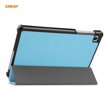 ENKAY PU Leather + Plastic Case with Three-folding Holder for Samsung Galaxy Tab A7 Lite T220 / T225(Light Blue) - Tab A7 Lite T220 / T225 by ENKAY | Online Shopping UK | buy2fix