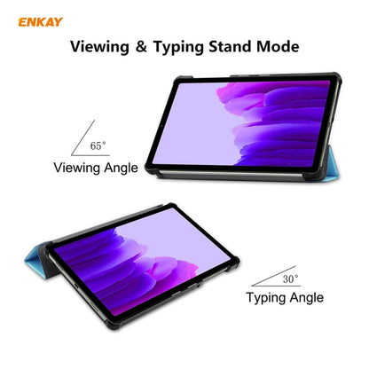 ENKAY PU Leather + Plastic Case with Three-folding Holder for Samsung Galaxy Tab A7 Lite T220 / T225(Light Blue) - Tab A7 Lite T220 / T225 by ENKAY | Online Shopping UK | buy2fix