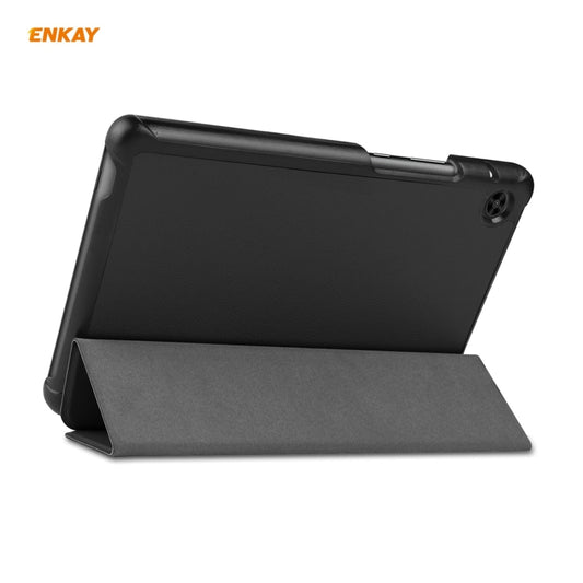 ENKAY PU Leather + Plastic Case with Three-folding Holder for Huawei MatePad T8 / Honor Tablet X7(Black) - Honor by ENKAY | Online Shopping UK | buy2fix