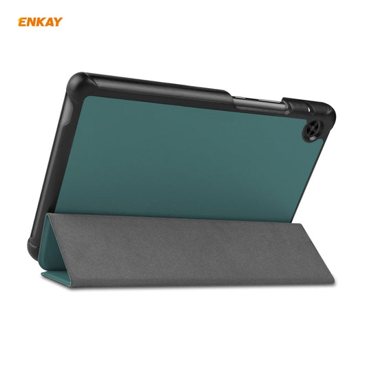 ENKAY PU Leather + Plastic Case with Three-folding Holder for Huawei MatePad T8 / Honor Tablet X7(Green) - Honor by ENKAY | Online Shopping UK | buy2fix