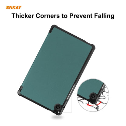 ENKAY PU Leather + Plastic Case with Three-folding Holder for Huawei MatePad T8 / Honor Tablet X7(Green) - Honor by ENKAY | Online Shopping UK | buy2fix