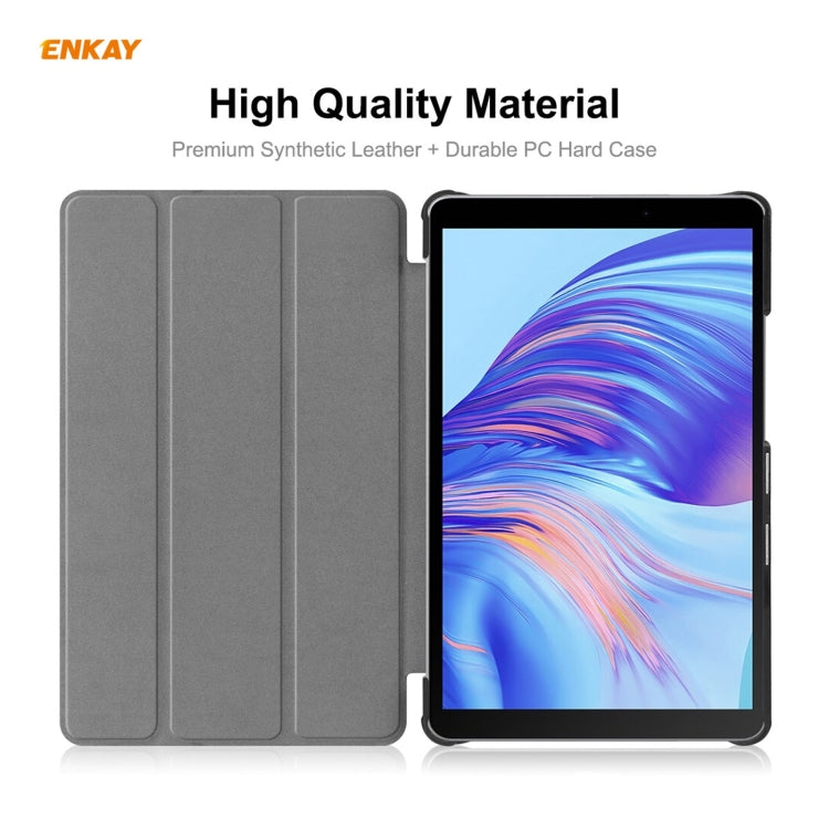 ENKAY PU Leather + Plastic Case with Three-folding Holder for Huawei MatePad T8 / Honor Tablet X7(Green) - Honor by ENKAY | Online Shopping UK | buy2fix