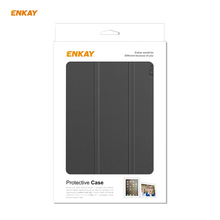 ENKAY PU Leather + Plastic Case with Three-folding Holder for Huawei MatePad T8 / Honor Tablet X7(Black) - Honor by ENKAY | Online Shopping UK | buy2fix