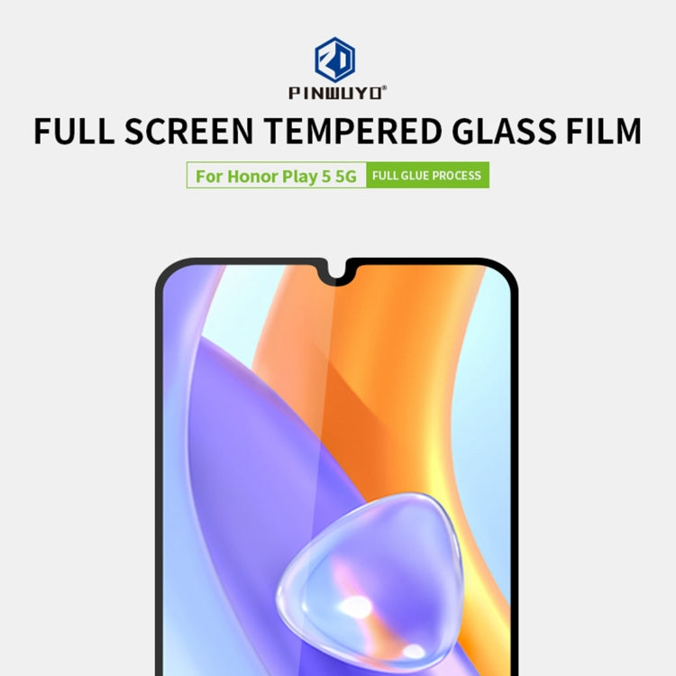 For Honor Play5 5G PINWUYO 9H 2.5D Full Screen Tempered Glass Film(Black) - Honor Tempered Glass by PINWUYO | Online Shopping UK | buy2fix