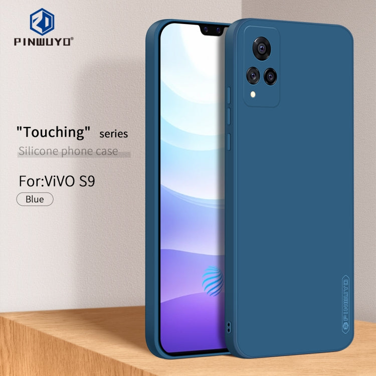 For vivo S9 PINWUYO Touching Series Liquid Silicone TPU Shockproof Case(Blue) - OPPO Cases by PINWUYO | Online Shopping UK | buy2fix