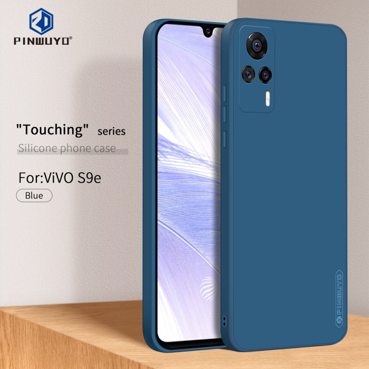 For vivo S9e PINWUYO Touching Series Liquid Silicone TPU Shockproof Case(Blue) - OPPO Cases by PINWUYO | Online Shopping UK | buy2fix