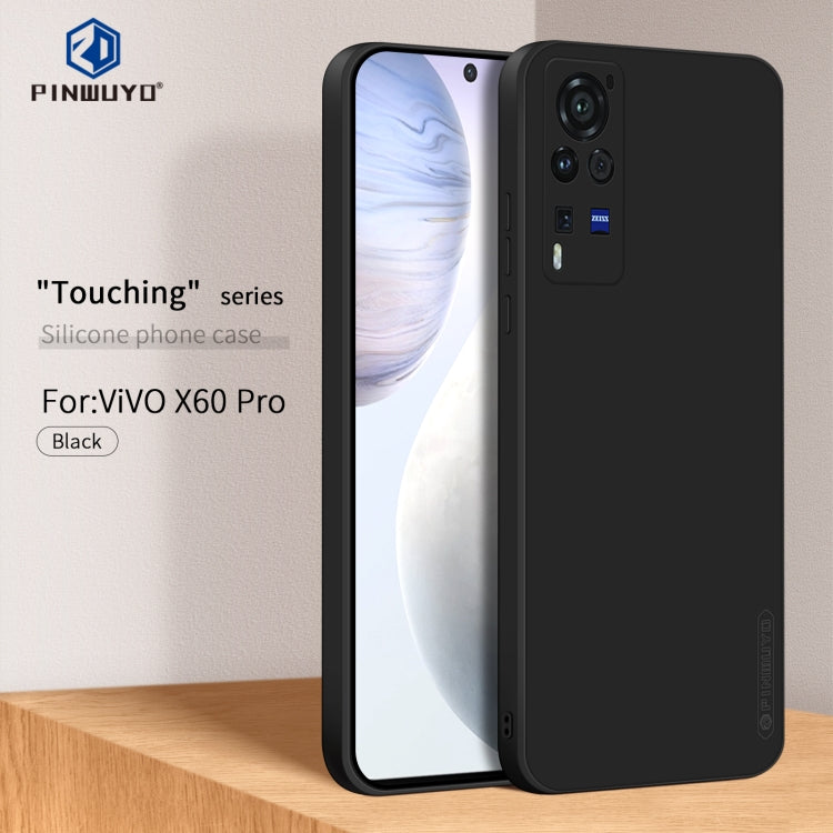 For vivo X60 Pro PINWUYO Touching Series Liquid Silicone TPU Shockproof Case(Black) - OPPO Cases by PINWUYO | Online Shopping UK | buy2fix