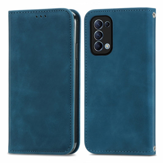 For OPPO Reno 5 5G /Find X3 Lite Retro Skin Feel Business Magnetic Horizontal Flip Leather Case With Holder & Card Slots & Wallet & Photo Frame(Blue) by buy2fix
