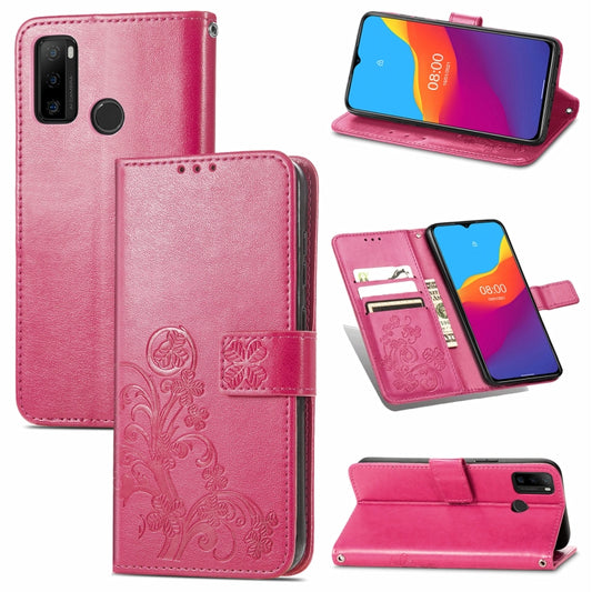 For Ulefone Note 10 Four-leaf Clasp Embossed Buckle Mobile Phone Protection Leather Case with Lanyard & Card Slot & Wallet & Bracket Function(Magenta) by buy2fix
