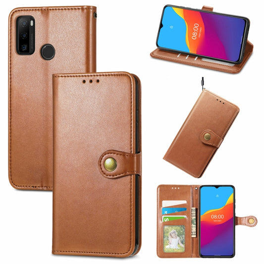 For Ulefone Note 10 Solid Color Leather Buckle Phone Case with Lanyard & Photo Frame & Card Slot & Wallet & Stand Function(Brown) - Ulefone Cases by buy2fix | Online Shopping UK | buy2fix