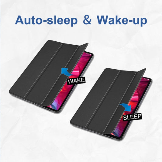 For iPad Pro 11 2022 / 2021 / 2020 ENKAY 3-Folding Shockproof PC Cover Custer Texture PU Leather Tablet Case with Holder & Sleep / Wake-up Function(Dark Green) by ENKAY