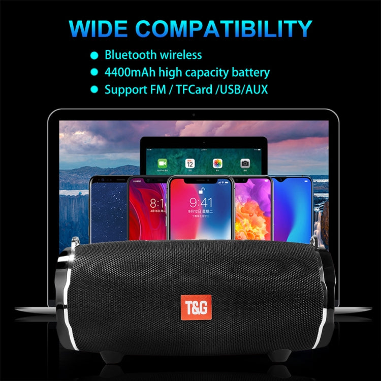 T&G TG187 Portable Waterproof Wireless Bass Surround Bluetooth Speaker with Shoulder Strap, Support FM / TF  Card(Blue) - Desktop Speaker by T&G | Online Shopping UK | buy2fix