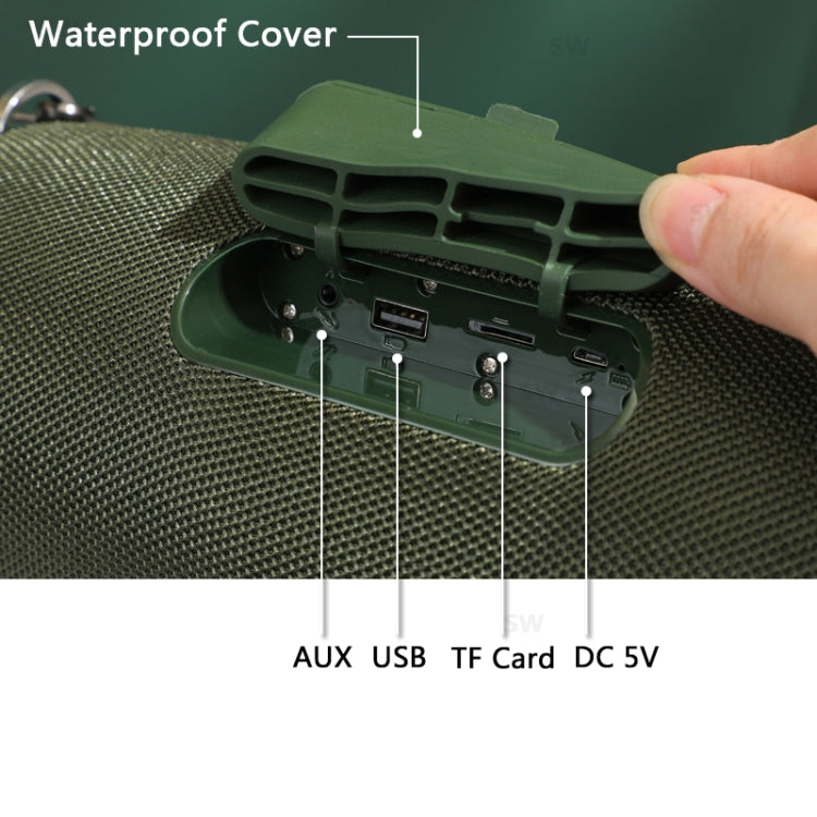 T&G TG187 Portable Waterproof Wireless Bass Surround Bluetooth Speaker with Shoulder Strap, Support FM / TF  Card(Green) - Desktop Speaker by T&G | Online Shopping UK | buy2fix